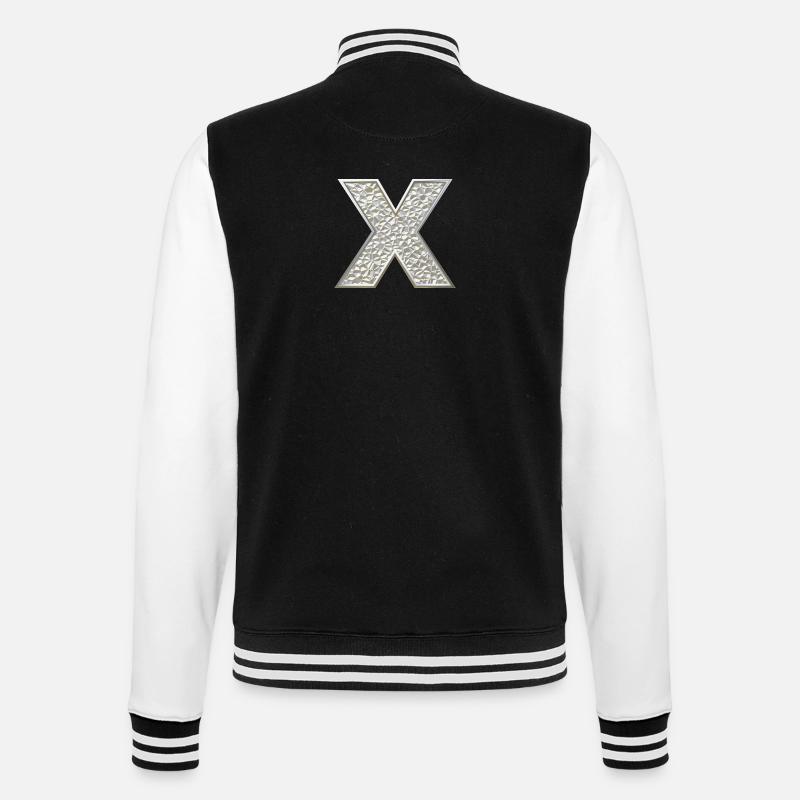 X, letter, initial, monogram, - College-Sweatjacke - Schwarz/Weiß