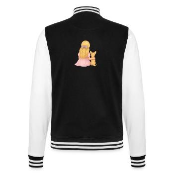 Blondes Mädchen mit Chihuahua Motiv - College-Sweatjacke - Schwarz/Weiß - Hinten - Marisol (170cm)