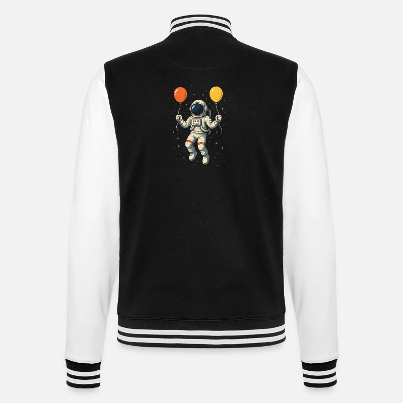Astronaut mit bunten Luftballons - College-Sweatjacke - Schwarz/Weiß