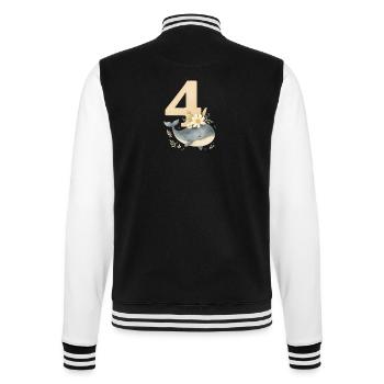 whale birthday number4 printready - College-Sweatjacke - Schwarz/Weiß - Hinten - Marisol (170cm)