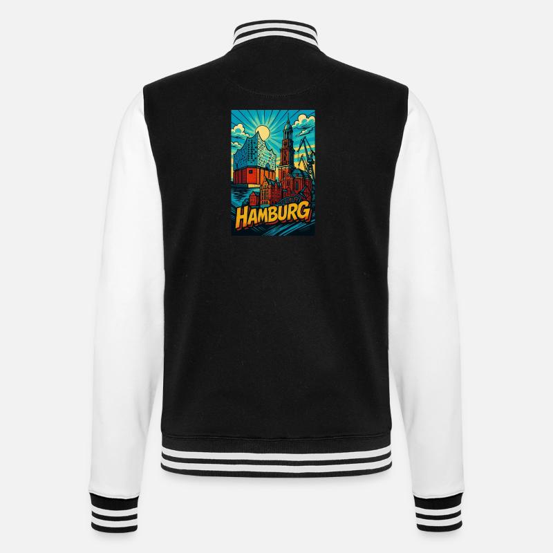 Monument de Hambourg - Veste Teddy - noir/blanc