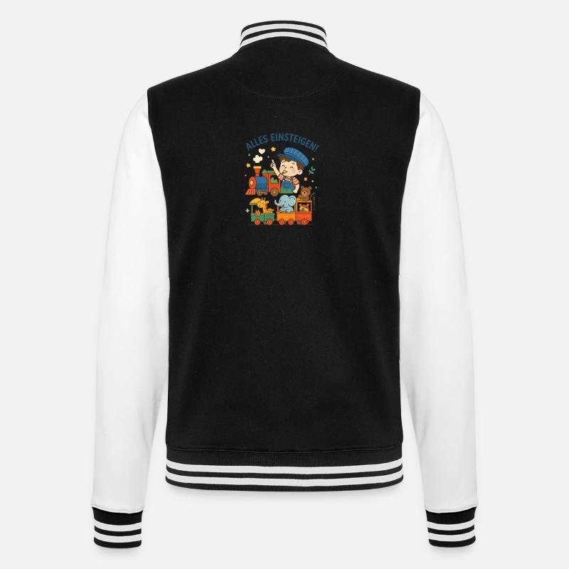 Eisenbahn Kinder Alles Einsteigen - College-Sweatjacke - Schwarz/Weiß