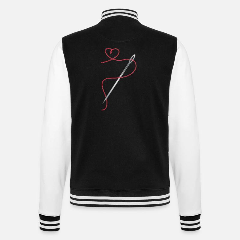 Nadel und Nähgarn mit Herz - College-Sweatjacke - Schwarz/Weiß