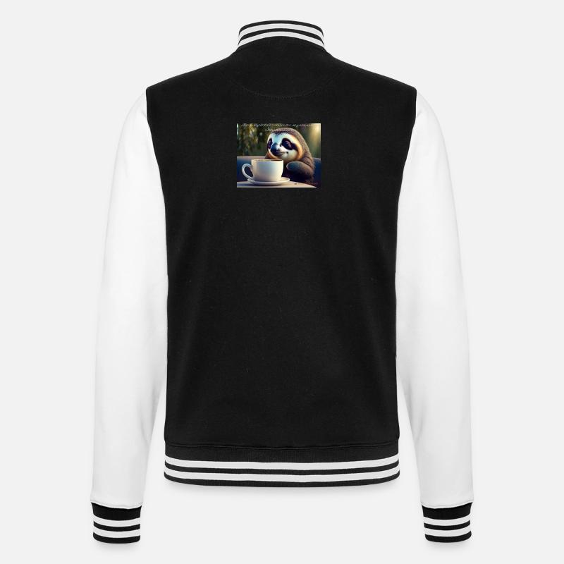 Caffeinated Sloth - College-Sweatjacke - Schwarz/Weiß