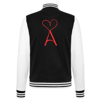 Herz mit "A" – minimalistisch und Liebevoll - College-Sweatjacke - Schwarz/Weiß - Hinten - Marisol (170cm)