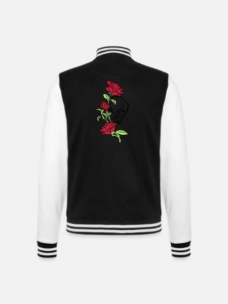 skull and roses es123 - College Sweat Jacket - black/white