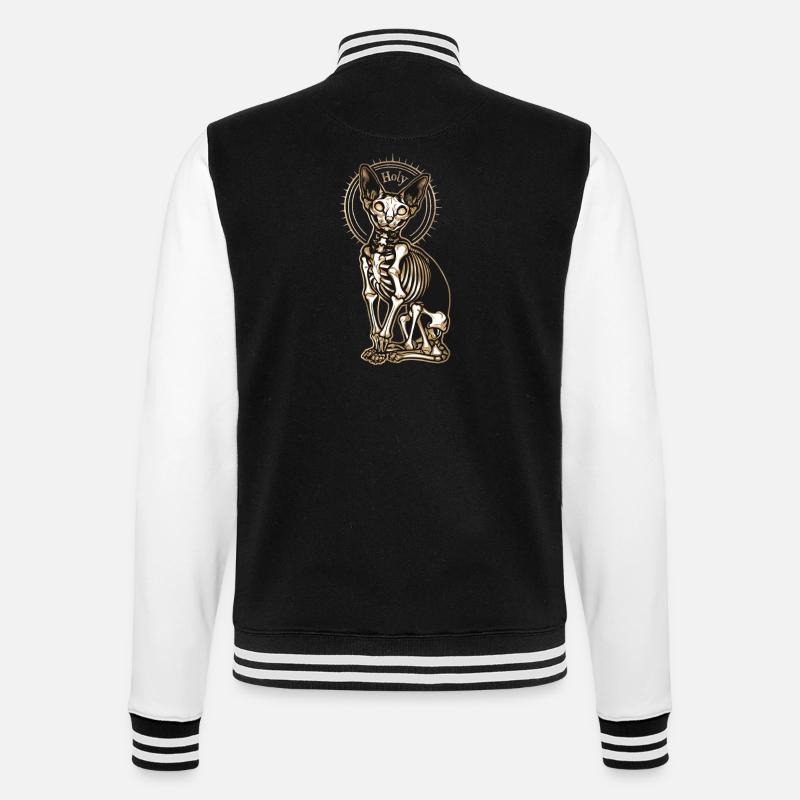 Cat Sphinx Skeleton Tattoo - College Sweat Jacket - black/white