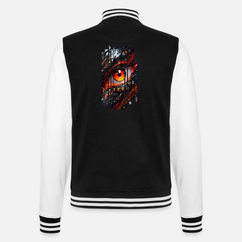 Cyborg Eyes Drachenmädchen - College-Sweatjacke - Schwarz/Weiß