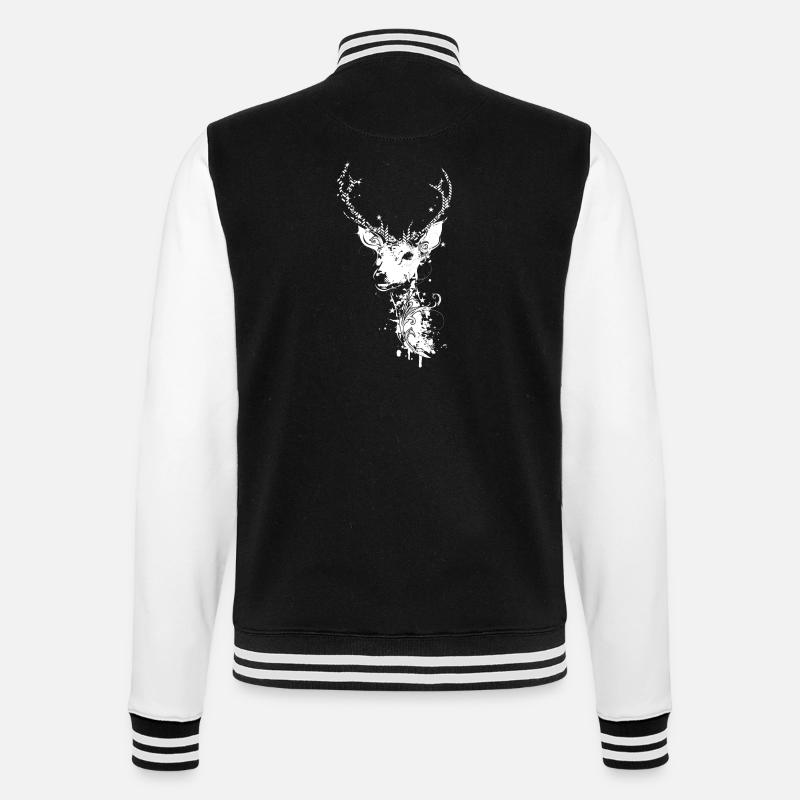 A white deer head - College Sweat Jacket - black/white