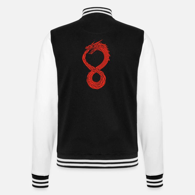 Roter unendlicher Drache - College-Sweatjacke - Schwarz/Weiß