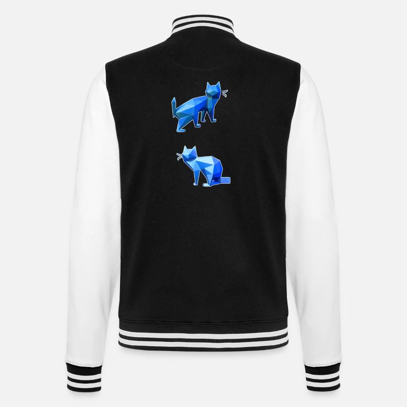 Blue Polygon Cat Duo - College Sweat Jacket - black/white