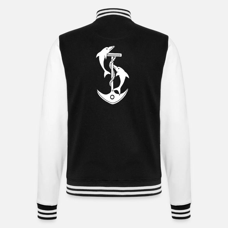 Ancre et dauphins (blanc) - Veste Teddy - noir/blanc