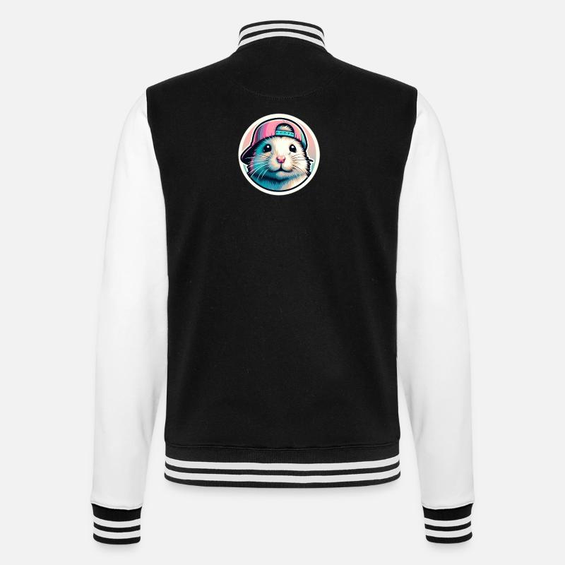 Hamster with cap in pastel - College Sweat Jacket - black/white