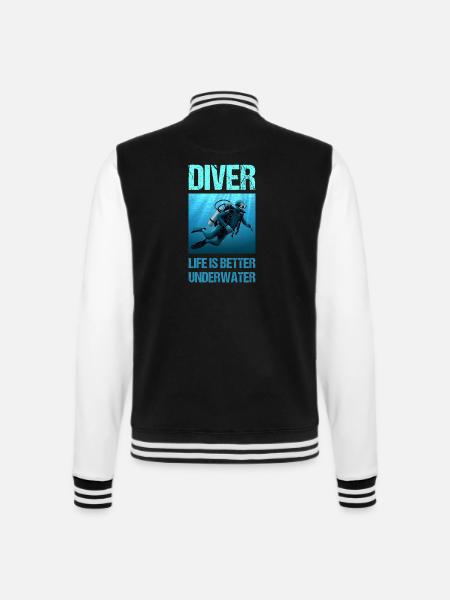 Life Is Better Underwater Scuba Diver - College-Sweatjacke - Schwarz/Weiß