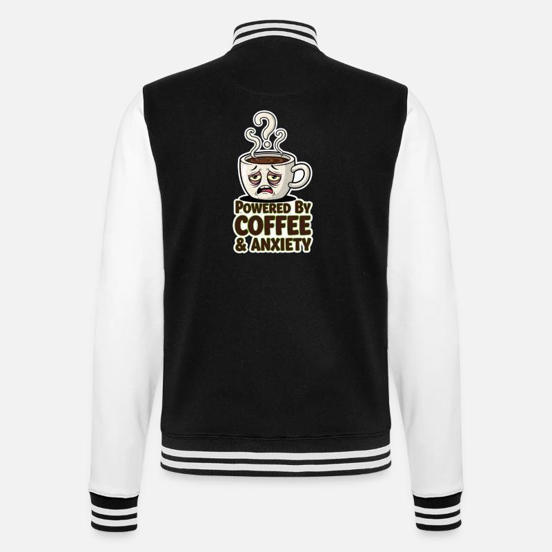 Kaffee, Angst und Koffein - College-Sweatjacke - Schwarz/Weiß