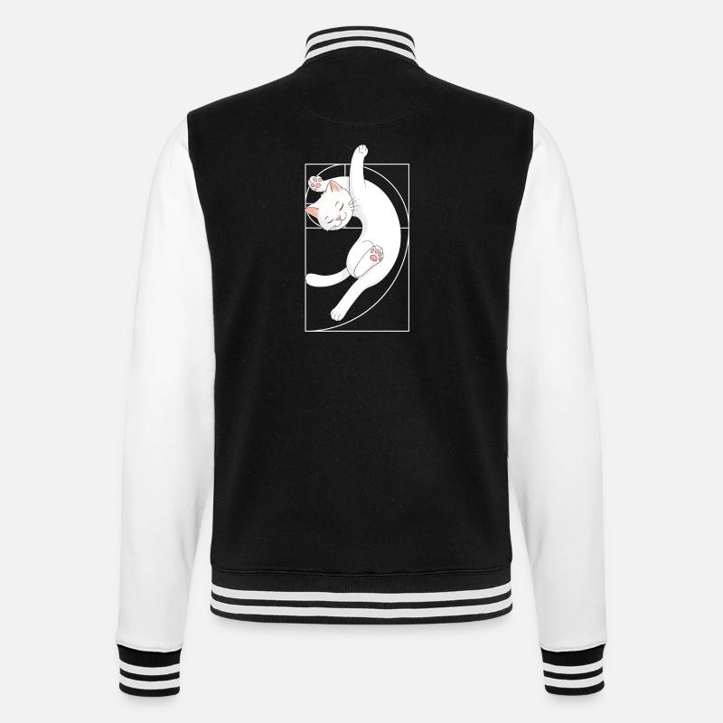 Fibonacci-Spirale Katze - College-Sweatjacke - Schwarz/Weiß