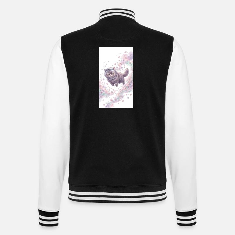 Space cat in flower magic - College Sweat Jacket - black/white