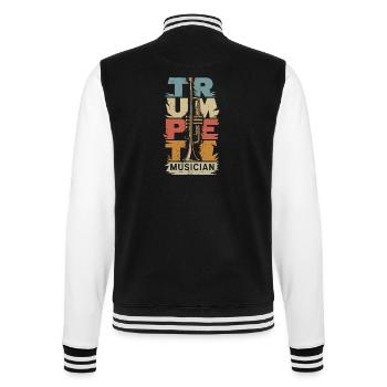 Music Trumpet Trumpet Player Musician Vintage - College Sweat Jacket - black/white - Back - Marisol (170cm)