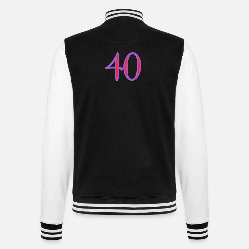 40 - College-Sweatjacke - Schwarz/Weiß