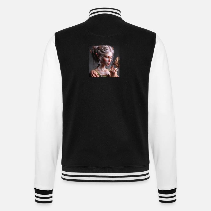 Fee und Schmetterling. - College-Sweatjacke - Schwarz/Weiß