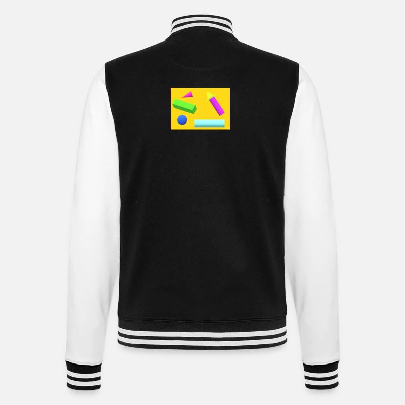 Lebendiger geometrischer abstrakter Druck - College-Sweatjacke - Schwarz/Weiß