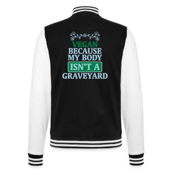 Veganer - College-Sweatjacke - Schwarz/Weiß - Hinten - Marisol (170cm)