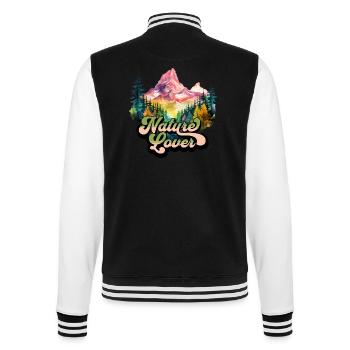 Natur Abenteuer Wildnis Berge Wald Bäume Bunt - College-Sweatjacke - Schwarz/Weiß - Hinten - Marisol (170cm)