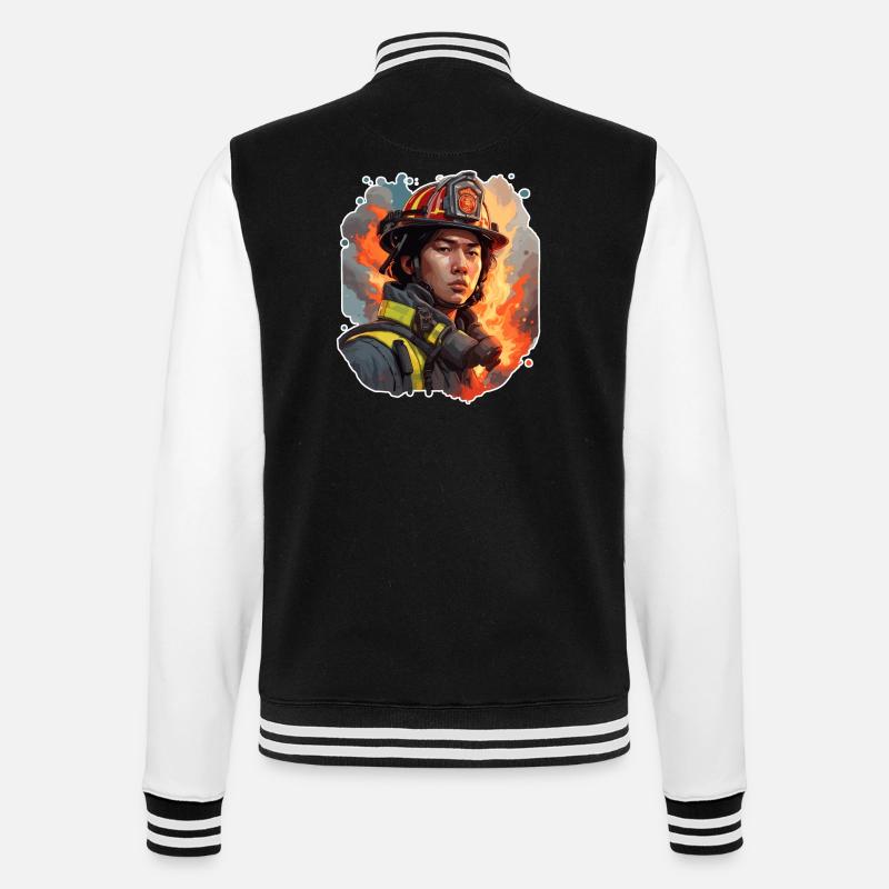 Firefighter / Fire / Fire / Extinguish / Hero - College Sweat Jacket - black/white