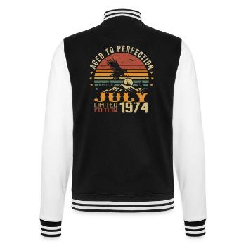 Vintage July 1974 Anniversary July 1974 - College Sweat Jacket - black/white - Back - Marisol (170cm)