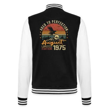 Jahrgang August 1975 Geburtstagsgeschenk August 1975 - College-Sweatjacke - Schwarz/Weiß - Hinten - Marisol (170cm)