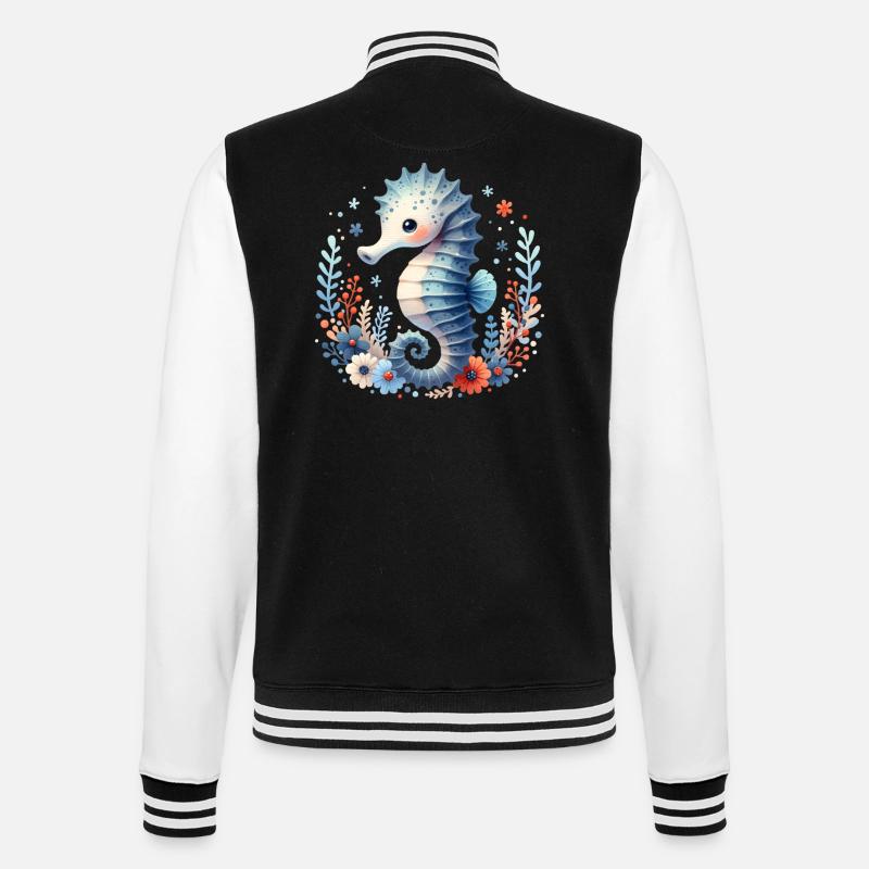 Seepferd Seepferdchen - College-Sweatjacke - Schwarz/Weiß