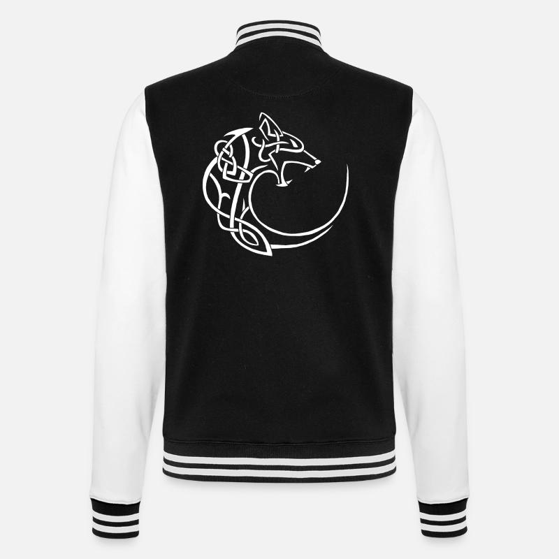 white lunar wolf - College Sweat Jacket - black/white