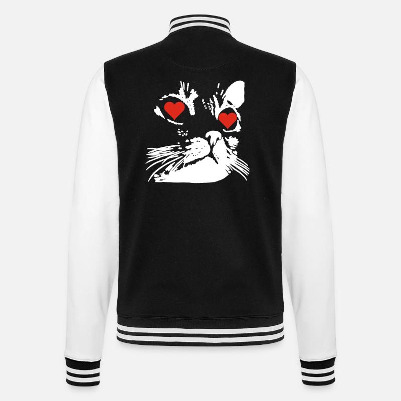 A white cat love - College Sweat Jacket - black/white