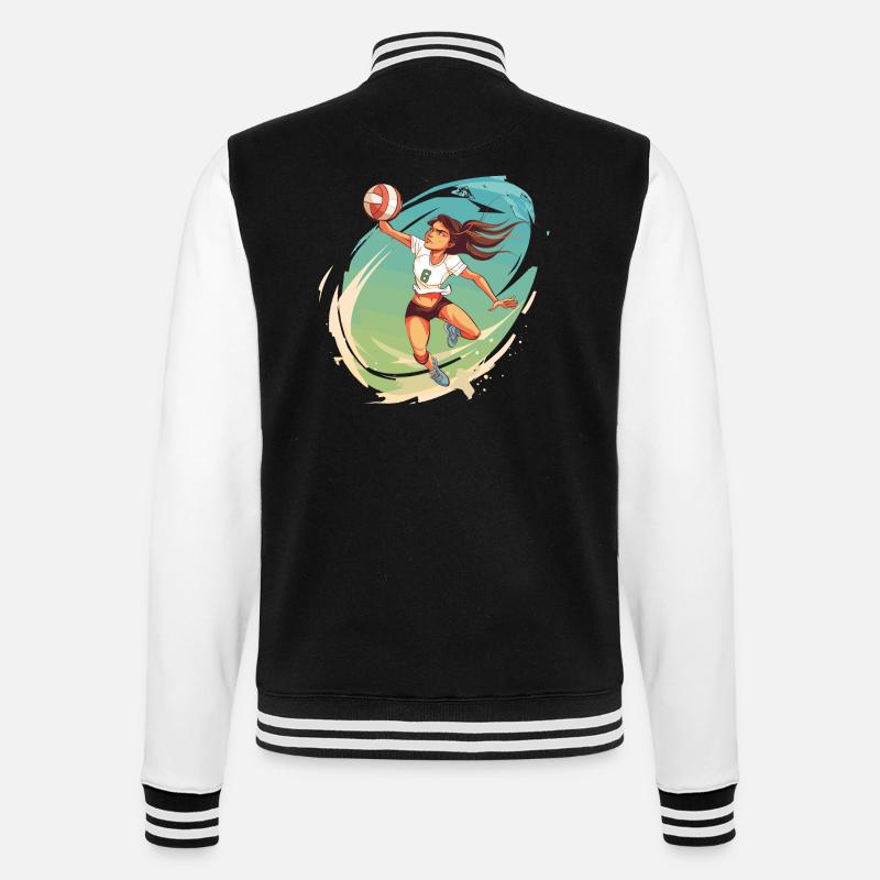 Volleyball Player Comic Style - College Sweat Jacket - black/white