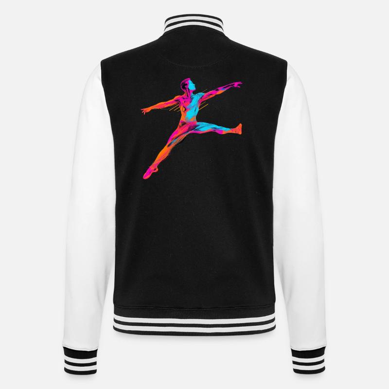 Männlicher Ballett Tänzer Synthwave - College-Sweatjacke - Schwarz/Weiß