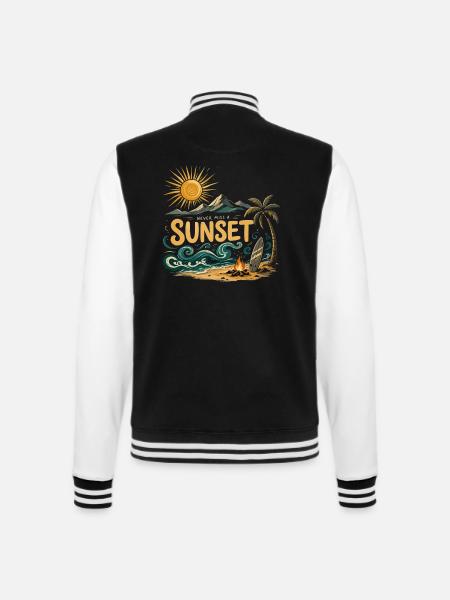 Sunset on the beach surf - College Sweat Jacket - black/white