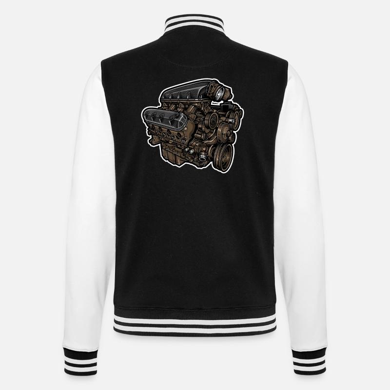 Motorblock // Illustration - College-Sweatjacke - Schwarz/Weiß