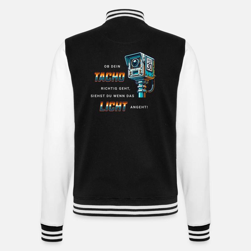 Auto Tuning Blitzer Spruch - College-Sweatjacke - Schwarz/Weiß