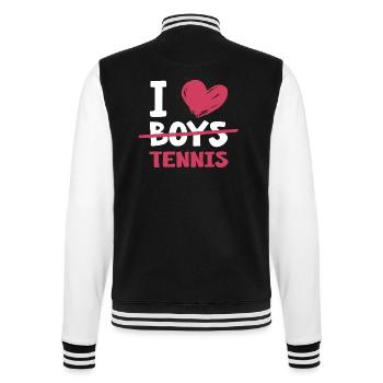 Tennis Match Balle Court de Tennis « Tennis-Girl » - Veste Teddy - noir/blanc - Dos - Marisol (170cm)