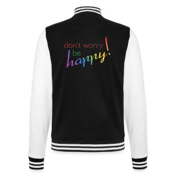 don't worry - be happy - College-Sweatjacke - Schwarz/Weiß - Hinten - Marisol (170cm)