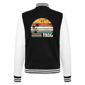 1986 Birthday Gift - Made in 1986 Retro 1986 - College Sweat Jacket - black/white - Back - Marisol (170cm)