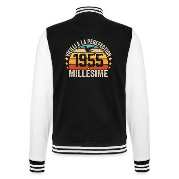 Vintage 1955 Retro 1955 Birthday Gift - College Sweat Jacket - black/white - Back - Marisol (170cm)