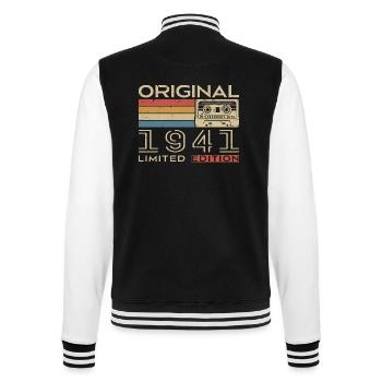 1941 Retro 1941 Birthday Gift - Vintage 1941 - College Sweat Jacket - black/white - Back - Marisol (170cm)