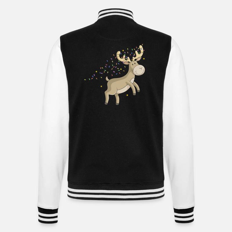Comic Weihnachts Rentier - College-Sweatjacke - Schwarz/Weiß