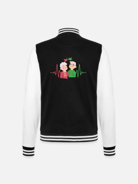 Senioren Herzschlag Pflege EKG Puls - College-Sweatjacke - Schwarz/Weiß