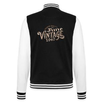 June 1947 Vintage 77th Anniversary Gift 1947 - College Sweat Jacket - black/white - Back - Marisol (170cm)