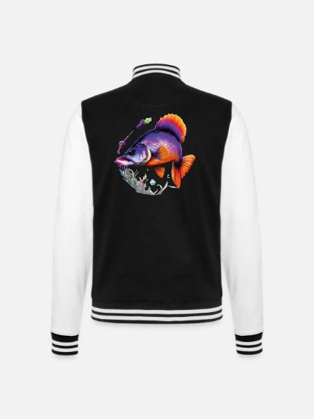 Tauchen Sie ein in die bunte Welt der tropischen Fische - College-Sweatjacke - Schwarz/Weiß