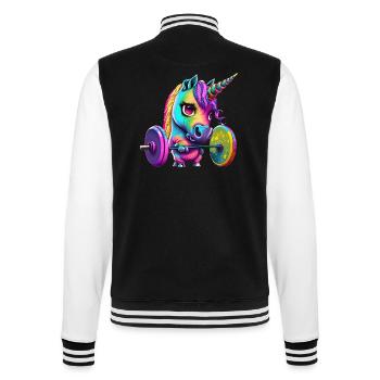 Fitness Einhorn - College-Sweatjacke - Schwarz/Weiß - Hinten - Marisol (170cm)