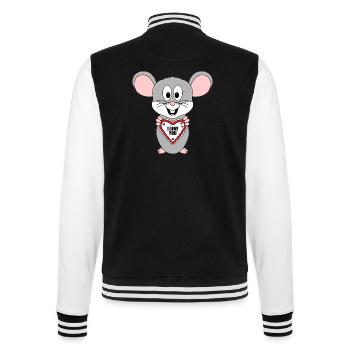 MAUS - LIEBE - College-Sweatjacke - Schwarz/Weiß - Hinten - Marisol (170cm)