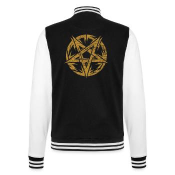 Pentagramme déchiré signe occulte - Veste Teddy - noir/blanc - Dos - Marisol (170cm)